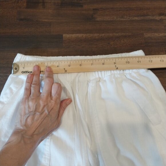 Thread & Supply Linen Blend Pants Womens XS White Wide Leg Crop Coastal Pull On, - Picture 10 of 12